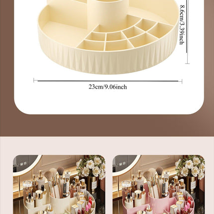 Rotatable Luxury Cosmetic Organizer Desk Large Capacity Skincare Storage Shelf Vanity Tidy Tray Cosmetic Storage Box（pink）.