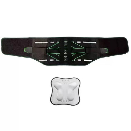 Lumbar Support Belt, featuring 8X Enhanced Lumbar Support, designed with a 3D massage pad, unisex back support strap, breathable and adjustable shoulder straps, available in green.（Size XL）.