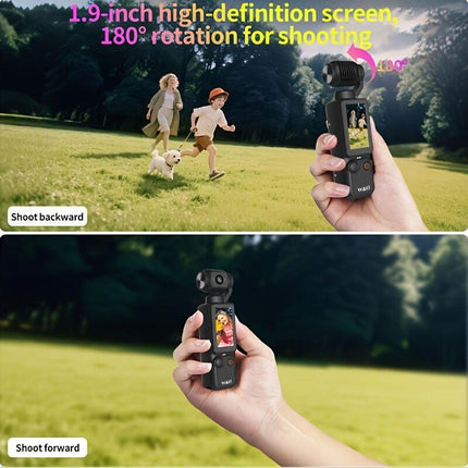 BLACK**4K HD 180° Rotating Anti-Shake Action Camera｜1.9-Inch Screen + 2000mAh Battery, Compact & Portable Vlogging & Travel Companion — Streamlined Design, Durable, Ideal for Content Creators & Holiday Gifting**.
