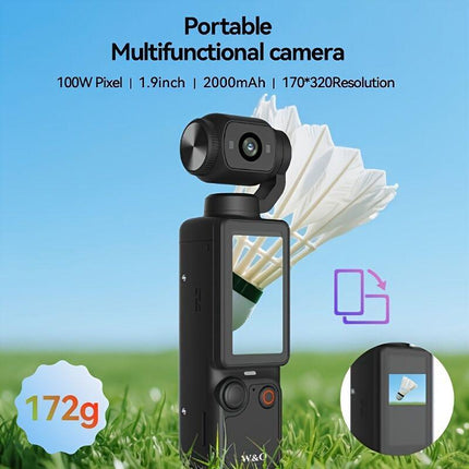 WHITE**4K HD 180° Rotating Anti-Shake Action Camera｜1.9-Inch Screen + 2000mAh Battery, Compact & Portable Vlogging & Travel Companion — Streamlined Design, Durable, Ideal for Content Creators & Holiday Gifting**.