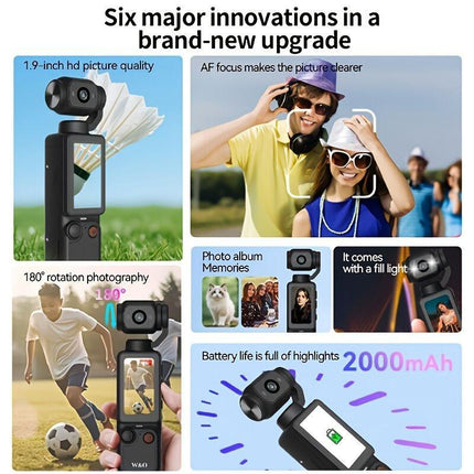 WHITE**4K HD 180° Rotating Anti-Shake Action Camera｜1.9-Inch Screen + 2000mAh Battery, Compact & Portable Vlogging & Travel Companion — Streamlined Design, Durable, Ideal for Content Creators & Holiday Gifting**.