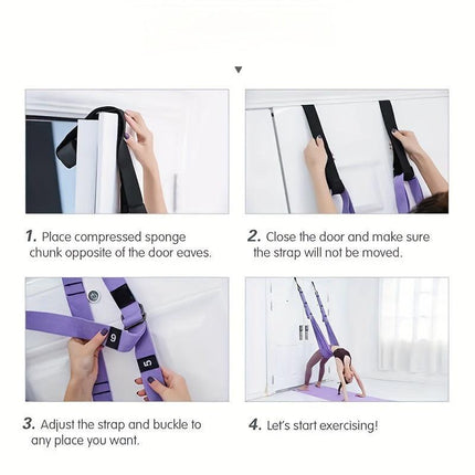 Hanging Fitness Resistance Band: 4-Step Installation, Full-Body Stretching & Strength Training at Home(PURPLE).