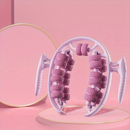Pink 3D Water-Drop & 26-Wheel Yoga Massage Roller: Deep Muscle Relaxation and Body Shaping in One Portable Tool.