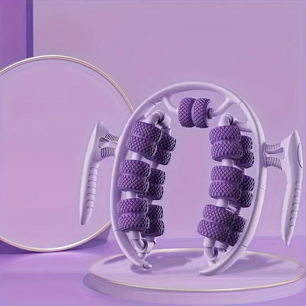 Purple 3D Water-Drop & 26-Wheel Yoga Massage Roller: Deep Muscle Relaxation and Body Shaping in One Portable Tool.