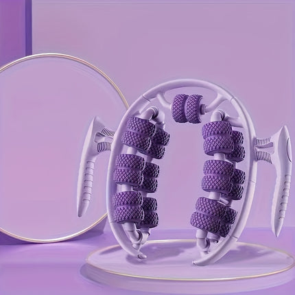 Purple 3D Water-Drop & 26-Wheel Yoga Massage Roller: Deep Muscle Relaxation and Body Shaping in One Portable Tool.
