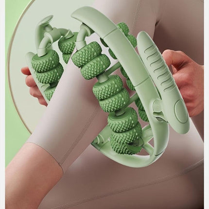 Purple 3D Water-Drop & 26-Wheel Yoga Massage Roller: Deep Muscle Relaxation and Body Shaping in One Portable Tool.