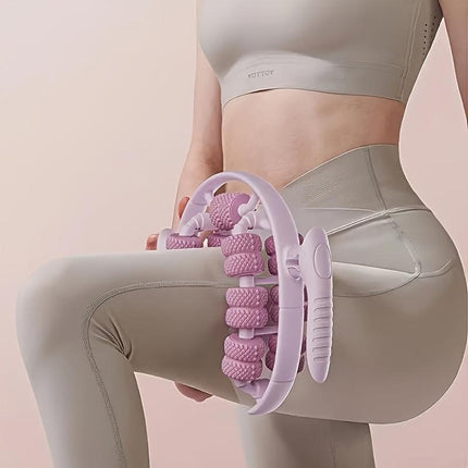 Purple 3D Water-Drop & 26-Wheel Yoga Massage Roller: Deep Muscle Relaxation and Body Shaping in One Portable Tool.