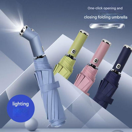 Blue Reinforced Black Coating Umbrella, featuring a 10-rib black steel frame for durability, approximately 106cm in diameter, lightweight and portable. Combines lotus-effect water repellency with strong UV protection, an ideal companion for 1–2 people on.