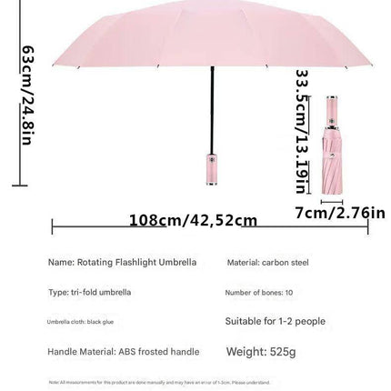 Pink Reinforced Black Coating Umbrella, featuring a 10-rib black steel frame for durability, approximately 106cm in diameter, lightweight and portable. Combines lotus-effect water repellency with strong UV protection, an ideal companion for 1–2 people on.