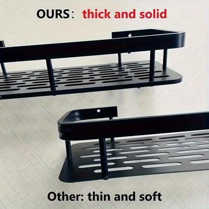 Wall-Mounted Shower Caddy: Large-Capacity, No-Drill Floating Shelf for Bathroom & Kitchen - Space-Saving & Easy to Install.