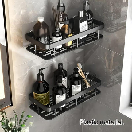 Wall-Mounted Shower Caddy: Large-Capacity, No-Drill Floating Shelf for Bathroom & Kitchen - Space-Saving & Easy to Install.