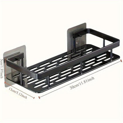 Wall-Mounted Shower Caddy: Large-Capacity, No-Drill Floating Shelf for Bathroom & Kitchen - Space-Saving & Easy to Install.
