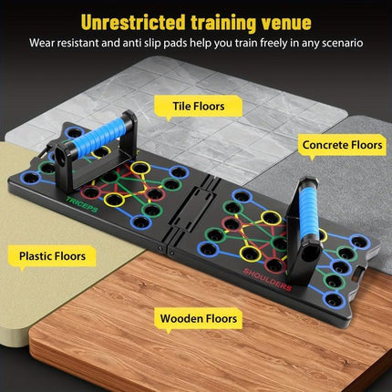 Multifunctional Folding Push-up Board, Home Fitness Push-up Stands, Versatile Home Exercise Equipment. It helps exercise and strengthen shoulders, chest, back, and triceps, improving overall fitness..