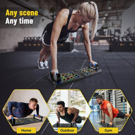 Multifunctional Folding Push-up Board, Home Fitness Push-up Stands, Versatile Home Exercise Equipment. It helps exercise and strengthen shoulders, chest, back, and triceps, improving overall fitness..