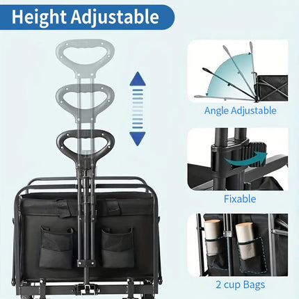 Foldable Shopping Cart, made of 600D waterproof Oxford fabric, equipped with all-terrain silent wheels. Suitable for beach/groceries/garden/shopping trips. A portable shopping cart with strong load-bearing capacity..