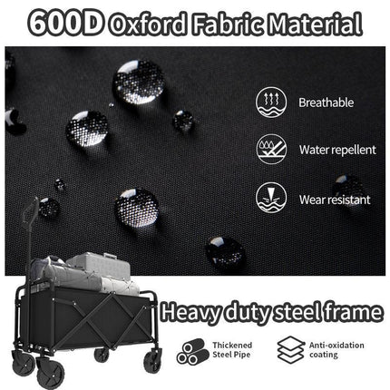 Foldable Shopping Cart, made of 600D waterproof Oxford fabric, equipped with all-terrain silent wheels. Suitable for beach/groceries/garden/shopping trips. A portable shopping cart with strong load-bearing capacity..
