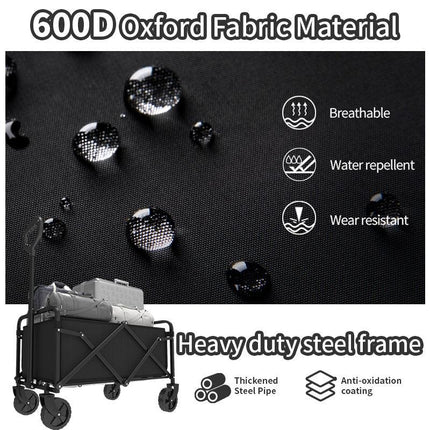 Foldable Shopping Cart, made of 600D waterproof Oxford fabric, equipped with all-terrain silent wheels. Suitable for beach/groceries/garden/shopping trips. A portable shopping cart with strong load-bearing capacity..