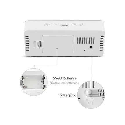 LED Mirror Desk Clock with Snooze Function & Temperature Display Digital Alarm Clock, Large LED Display Mirror Clock with Snooze, Adjustable Brightness, Suitable for Home Bedroom Living Room Office Travel (White).