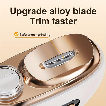 Smart Electric Nail Clipper 2-in-1 Polishing & Grooming Tool, USB Rechargeable, 500mAh Li-Polymer Battery. Features Anti-Cut Protection, Grinding, and Illumination. Suitable for Nail Trimming, Filing, Polishing, and Shaping. （white).
