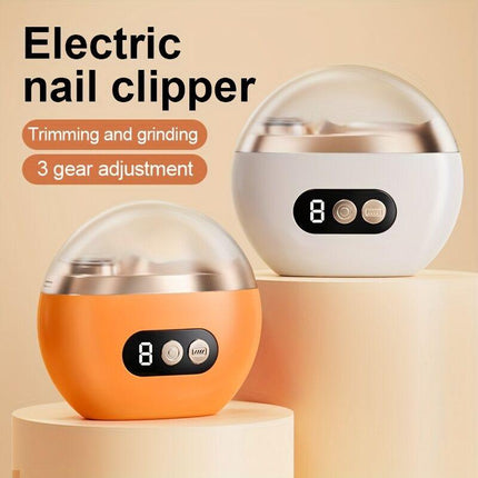 Smart Electric Nail Clipper 2-in-1 Polishing & Grooming Tool, USB Rechargeable, 500mAh Li-Polymer Battery. Features Anti-Cut Protection, Grinding, and Illumination. Suitable for Nail Trimming, Filing, Polishing, and Shaping. （orange）.