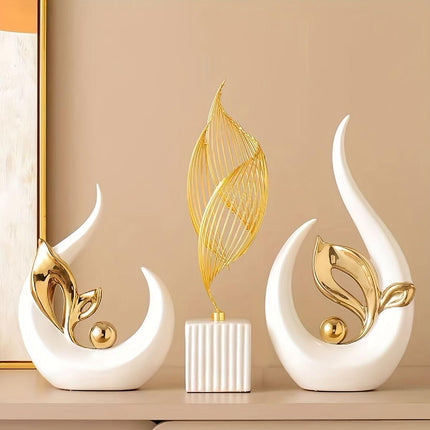 Platinum Ceramic "New Life" Sculpture: Symbolizing growth through the form of a sprouting seed, inspiring upward progress step by step..
