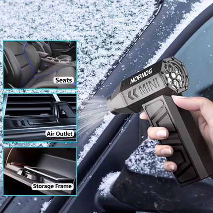 Car wireless snow blower: 130,000 RPM high-speed turbine, 4 adjustable wind speeds, Type-C charging dust removal pneumatic tool, suitable for cleaning both inside and outside the vehicle, snow removal, and crevice dust removal.