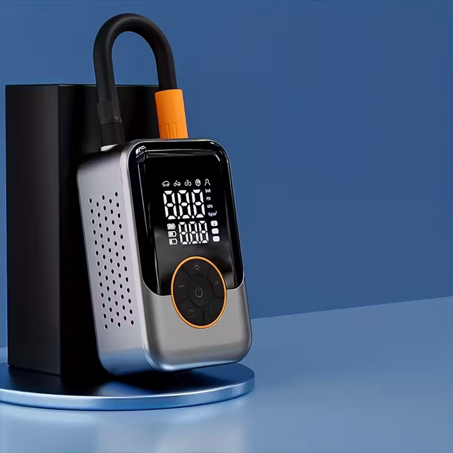 Portable wireless air compressor tire inflation pump - Equipped with digital pressure gauge, emergency LED light, 4x fast cordless design; built-in rechargeable battery; digital display tire inflation pump Suitable for car, motorcycle, bicycle tires and s.