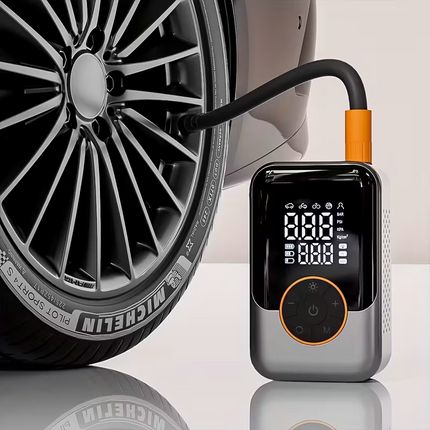 Portable wireless air compressor tire inflation pump - Equipped with digital pressure gauge, emergency LED light, 4x fast cordless design; built-in rechargeable battery; digital display tire inflation pump Suitable for car, motorcycle, bicycle tires and s.
