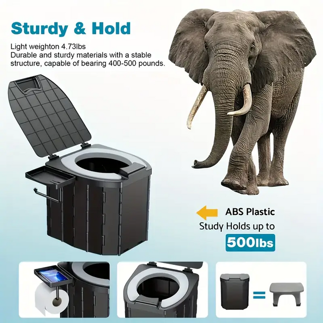 Portable folding toilets with PU seat cushions and portable toilets with covers, suitable for RVS, cars, camping and hiking.