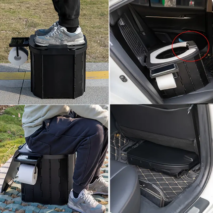 Portable folding toilets with PU seat cushions and portable toilets with covers, suitable for RVS, cars, camping and hiking.
