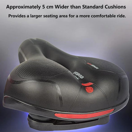 Wide, cushioned, and shock-absorbing bike saddle with memory foam and waterproof design – ensures ultimate comfort and support for every ride, whether on MTB, road, or indoor exercise bikes..