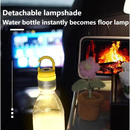 Two random color (green - yellow - white - red) outdoor camping lights, convenient for hiking, multi-scenario water bottle lights, ambient lights, suspended hanging lights with focused light.