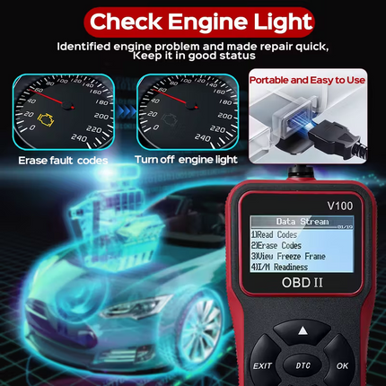 Automobile OBD2 Fault Diagnosis Instrument, engine fault code Reader, suitable for all OBD II models in 1996+, plug-and-play vehicle condition detection tool, a practical car gift for your boyfriend or father.