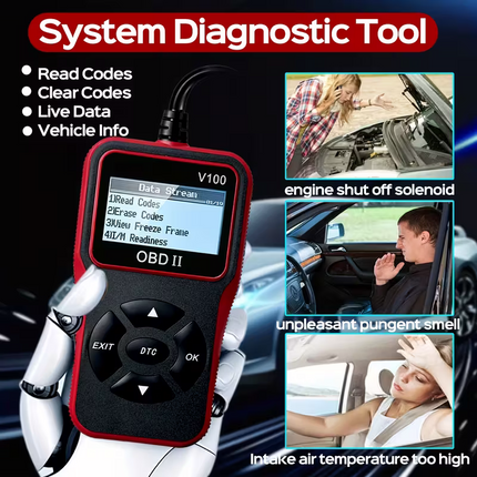 Automobile OBD2 Fault Diagnosis Instrument, engine fault code Reader, suitable for all OBD II models in 1996+, plug-and-play vehicle condition detection tool, a practical car gift for your boyfriend or father.