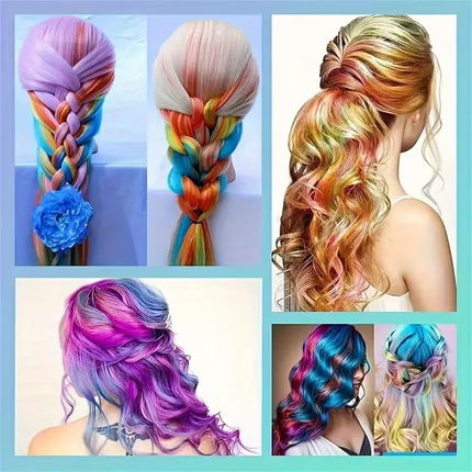 10-color washable temporary hair dye powder set! Safe and non-damaging to hair! Powder comb design! Creative styling products for girls.