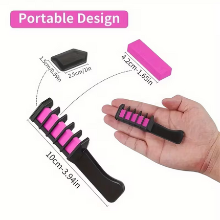 10-color washable temporary hair dye powder set! Safe and non-damaging to hair! Powder comb design! Creative styling products for girls.