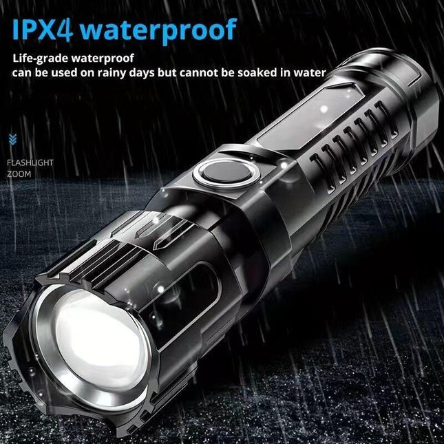 1 USB rechargeable flashlight, ultra-bright LED handheld outdoor emergency light, with telescopic zoom, wide beam, 1800mAh lithium battery, 150 lumens, suitable for camping, hiking, exploration and daily use, camping flashlight.