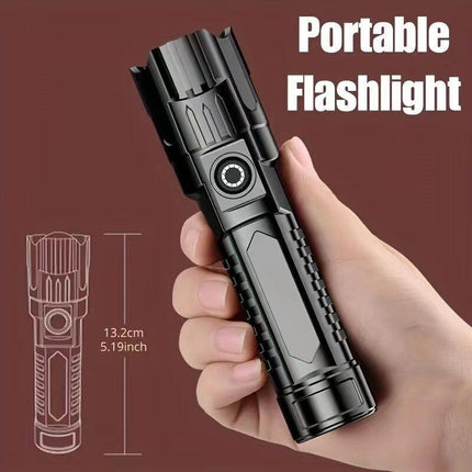 1 USB rechargeable flashlight, ultra-bright LED handheld outdoor emergency light, with telescopic zoom, wide beam, 1800mAh lithium battery, 150 lumens, suitable for camping, hiking, exploration and daily use, camping flashlight.