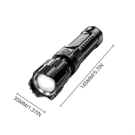 1 USB rechargeable flashlight, ultra-bright LED handheld outdoor emergency light, with telescopic zoom, wide beam, 1800mAh lithium battery, 150 lumens, suitable for camping, hiking, exploration and daily use, camping flashlight.