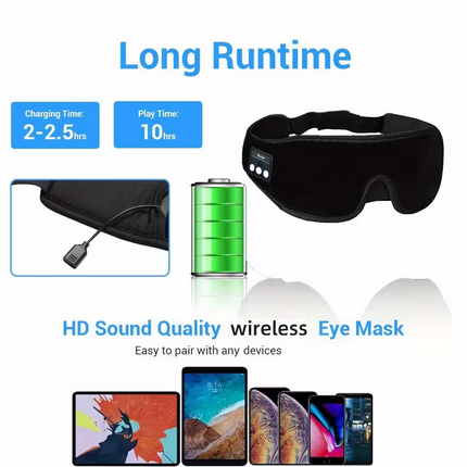 1 3D wireless sleep mask with 5.2BT headphones, the best sleep mask, Type-C charging cable built-in, wireless music eye mask, suitable for both men and women, wireless sleep mask, sleep eye mask, travel sleep aid, portable sleep solution, soft ear pads, l.