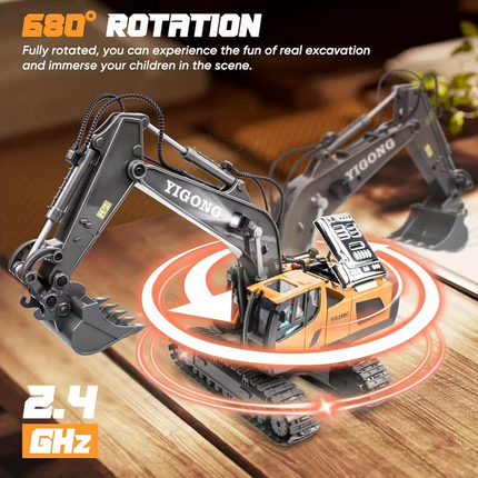 Mini Excavator Toy with Remote & App Control, High-Tech 11-Channel Alloy & Plastic Engineering Vehicle, Fun Toy for Men, Perfect Gift for Kids..