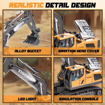 Mini Excavator Toy with Remote & App Control, High-Tech 11-Channel Alloy & Plastic Engineering Vehicle, Fun Toy for Men, Perfect Gift for Kids..