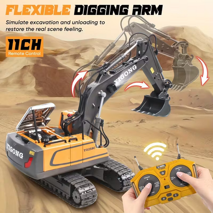 Mini Excavator Toy with Remote & App Control, High-Tech 11-Channel Alloy & Plastic Engineering Vehicle, Fun Toy for Men, Perfect Gift for Kids..