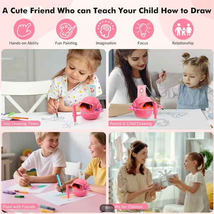 Smart Children's Drawing Robot, an automatic drawing robot toy and interactive educational painting machine. This intelligent robot is a fun educational toy, equipped with 100 cards, suitable for boys and girls aged 3 and above. It makes a perfect gift fo.