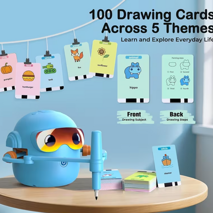 Smart Children's Drawing Robot, an automatic drawing robot toy and interactive educational painting machine. This intelligent robot is a fun educational toy, equipped with 100 cards, suitable for boys and girls aged 3 and above. It makes a perfect gift fo.