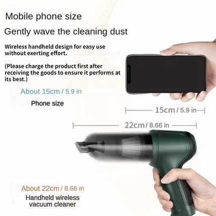 Three-in-one high-power cordless vacuum cleaner, suitable for both car and home use, with an ultra-long battery life. It can vacuum, blow air, remove dust, and clean pet hair. It comes with a variety of accessories and is ready to use immediately.