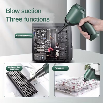Three-in-one high-power cordless vacuum cleaner, suitable for both car and home use, with an ultra-long battery life. It can vacuum, blow air, remove dust, and clean pet hair. It comes with a variety of accessories and is ready to use immediately.