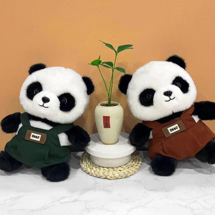 A unique Chinese panda plush toy, a simulated giant panda doll (green).