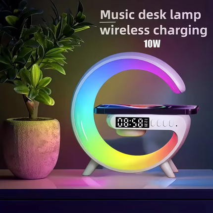 Wireless speaker with mobile phone charger; Creative ambient light night light; multi-functional music speaker suitable for teenagers and adults; bedroom bedside sound gift.