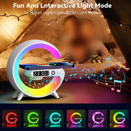 Wireless speaker with mobile phone charger; Creative ambient light night light; multi-functional music speaker suitable for teenagers and adults; bedroom bedside sound gift.